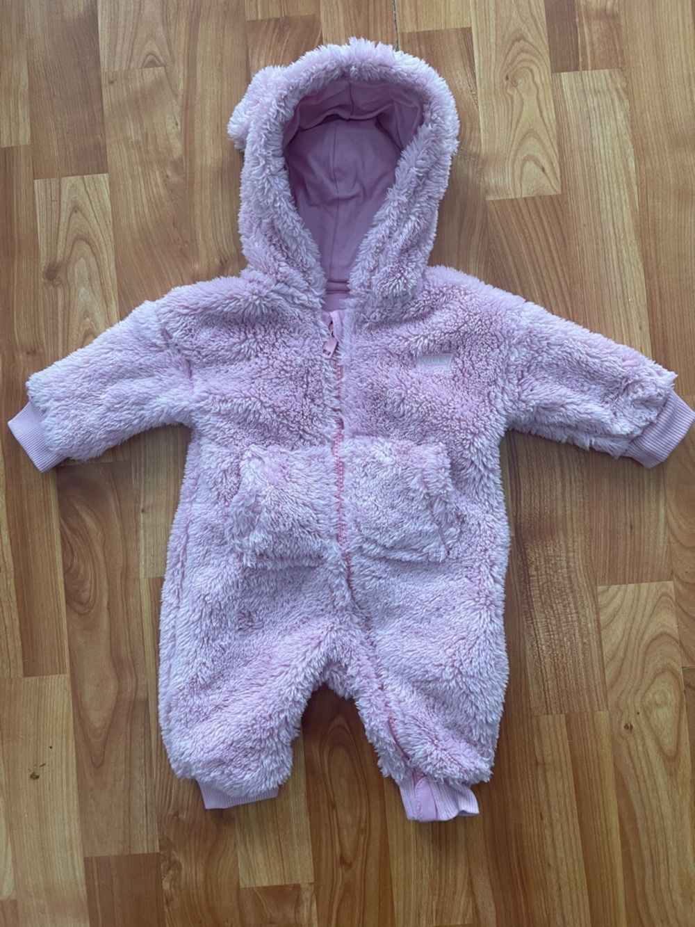 Levi's Plush Hooded Baby One-Piece Romper in Light Pink
